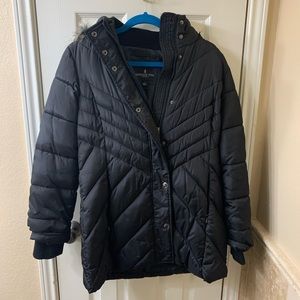 Puffer coat with fur hood